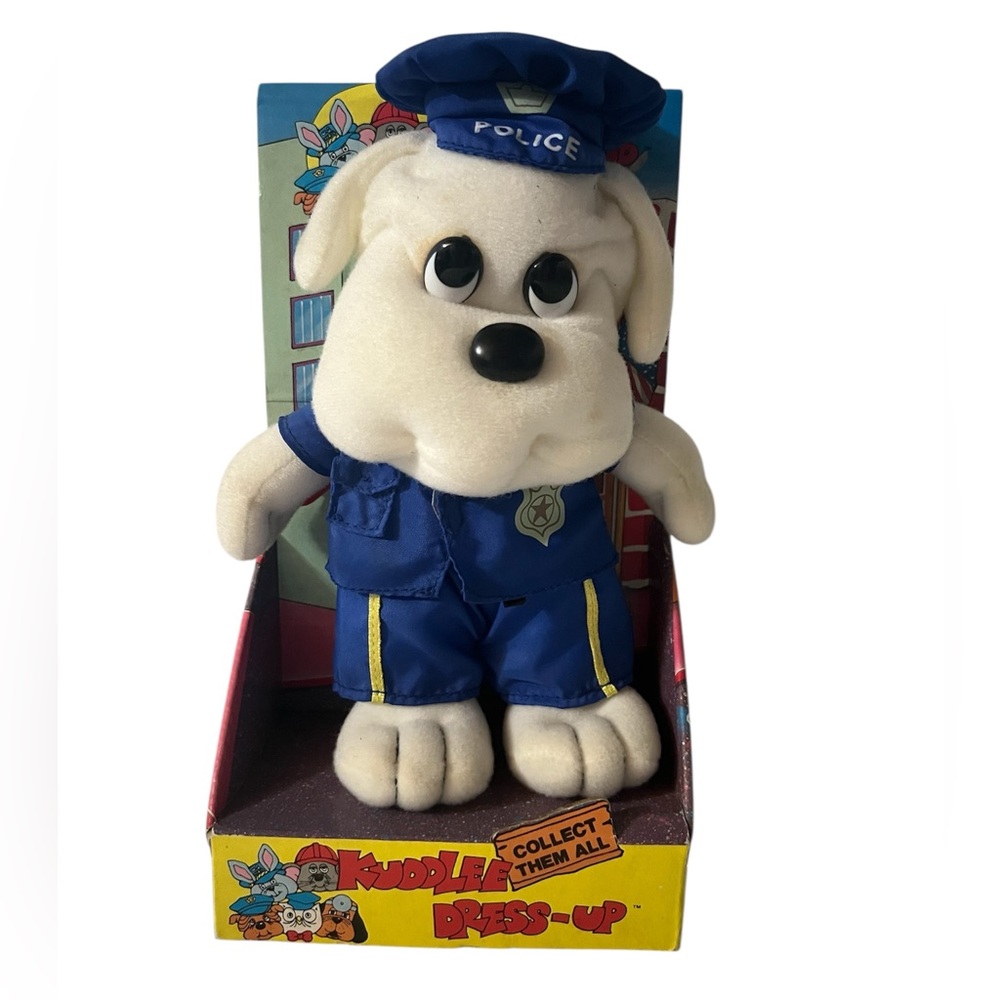 Vintage 87 Tara Kids Kuddlee Dress Up Police Dog Plush Woolworth Toy NOS K9 Pup